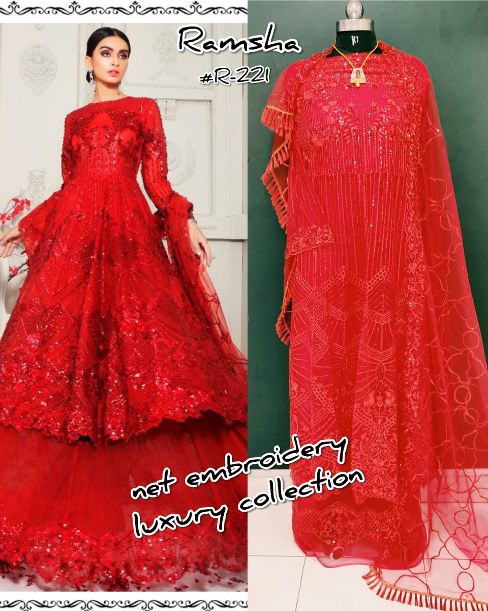 Ramsha R-221 Salwar Kameez Net Singles