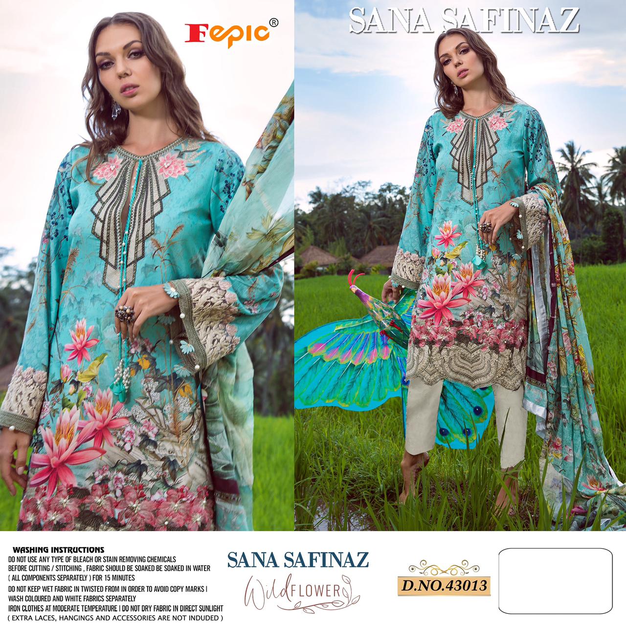 fepic sana safinaz wild flower nx cambric cotton attrective print salwar suit catalog