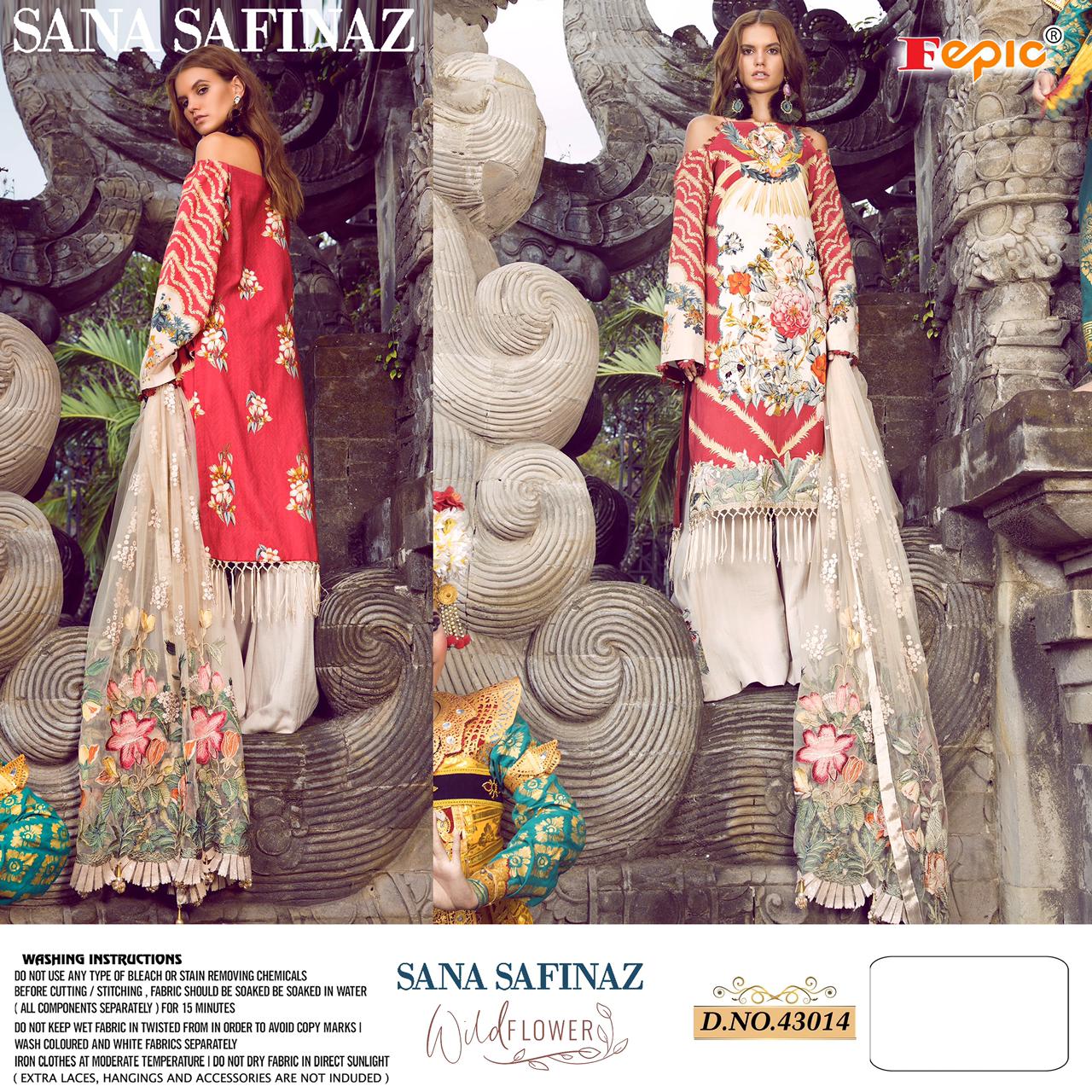 fepic sana safinaz wild flower nx cambric cotton attrective print salwar suit catalog