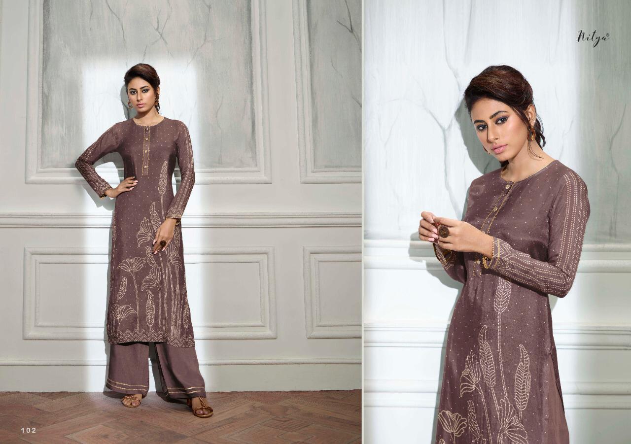 lt nitya bandhni viscose regal look kurti with pant catalog