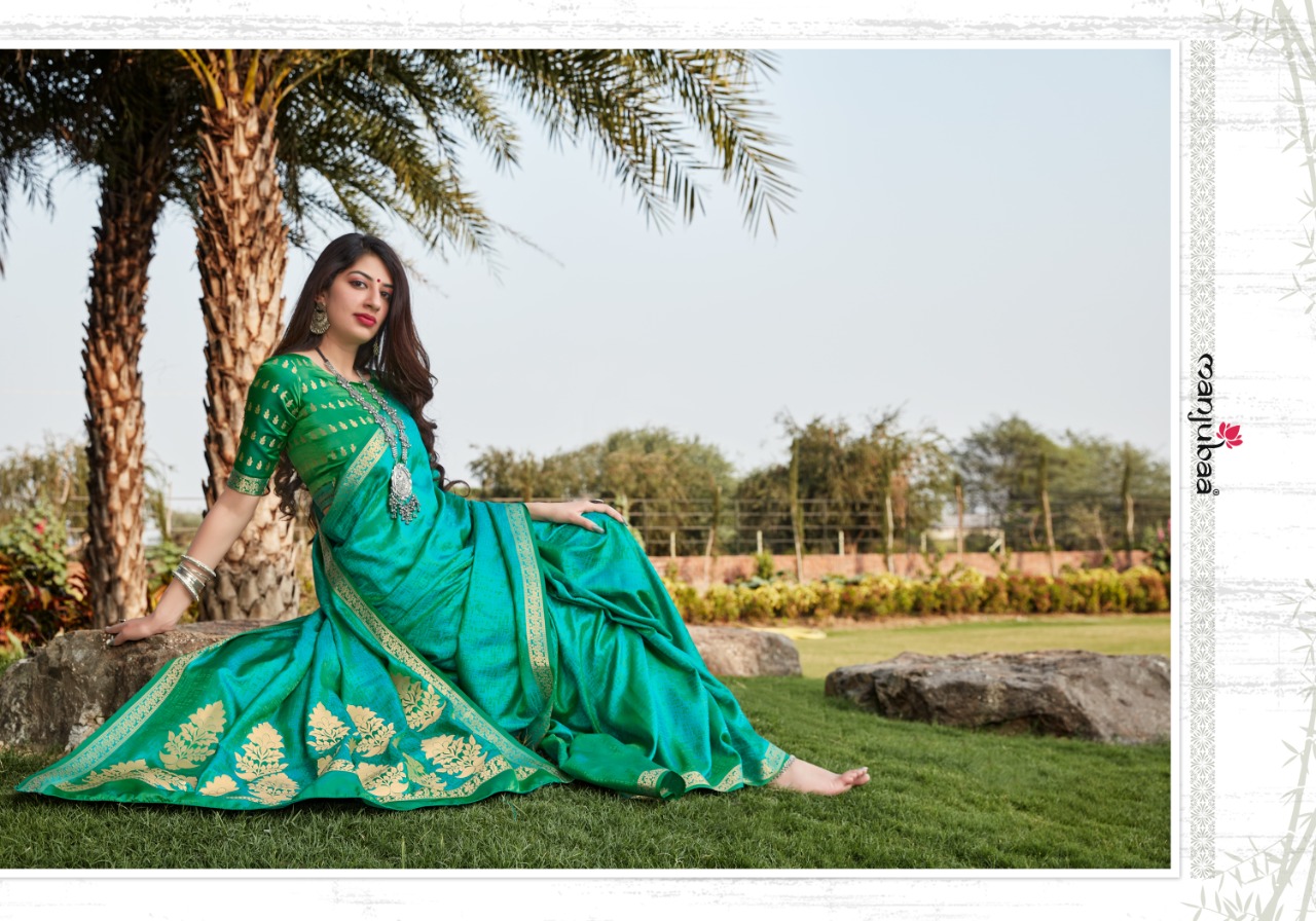 manjubaa clothing mahilam silk series 5001 to 5006  regal look saree catalog