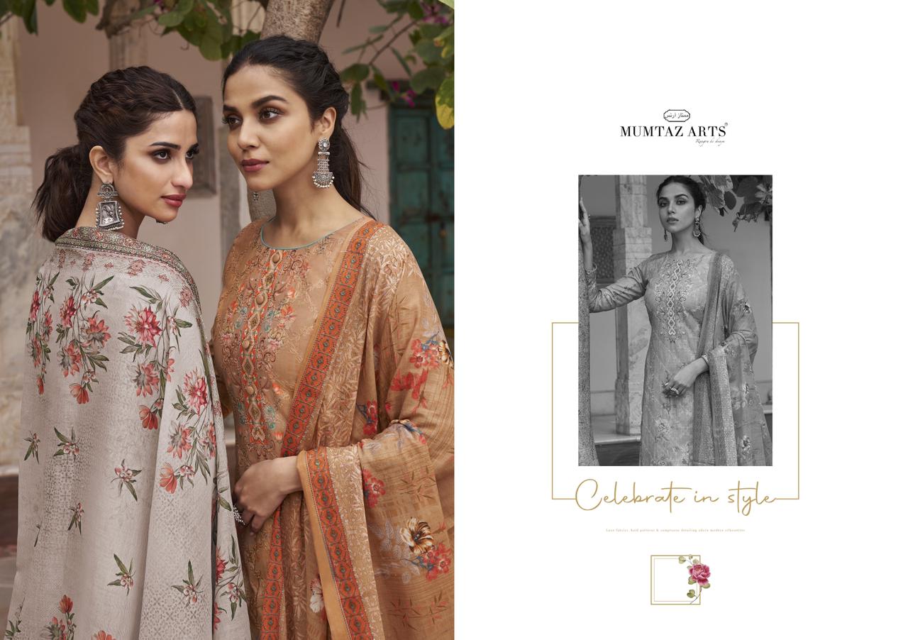 mumtaz arts masakali aari work jam satin exclusive print and colours salwar suit catalog