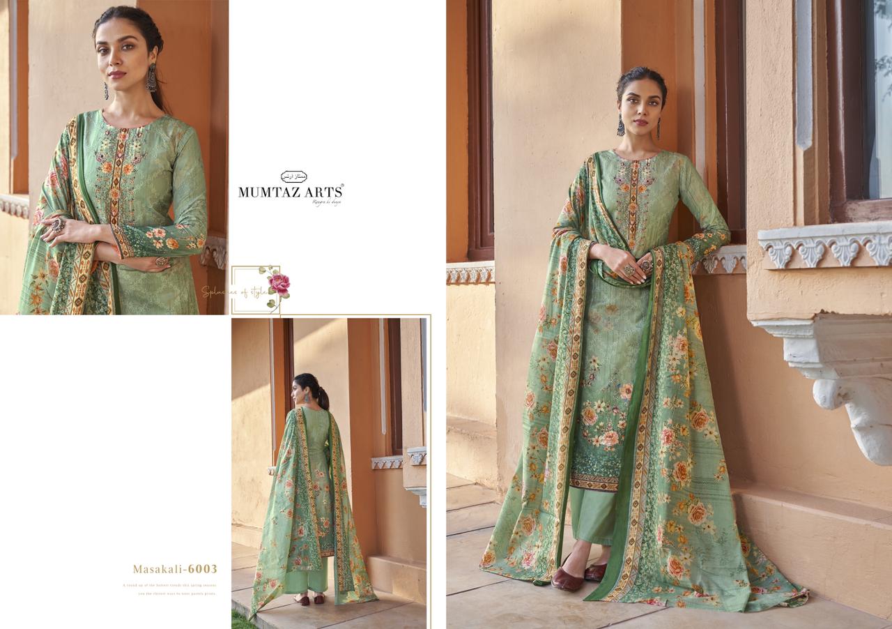 mumtaz arts masakali aari work jam satin exclusive print and colours salwar suit catalog