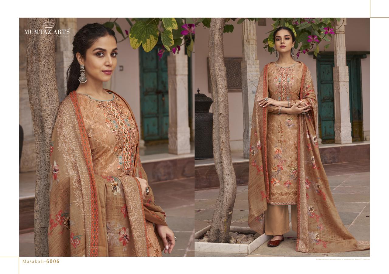 mumtaz arts masakali aari work jam satin exclusive print and colours salwar suit catalog