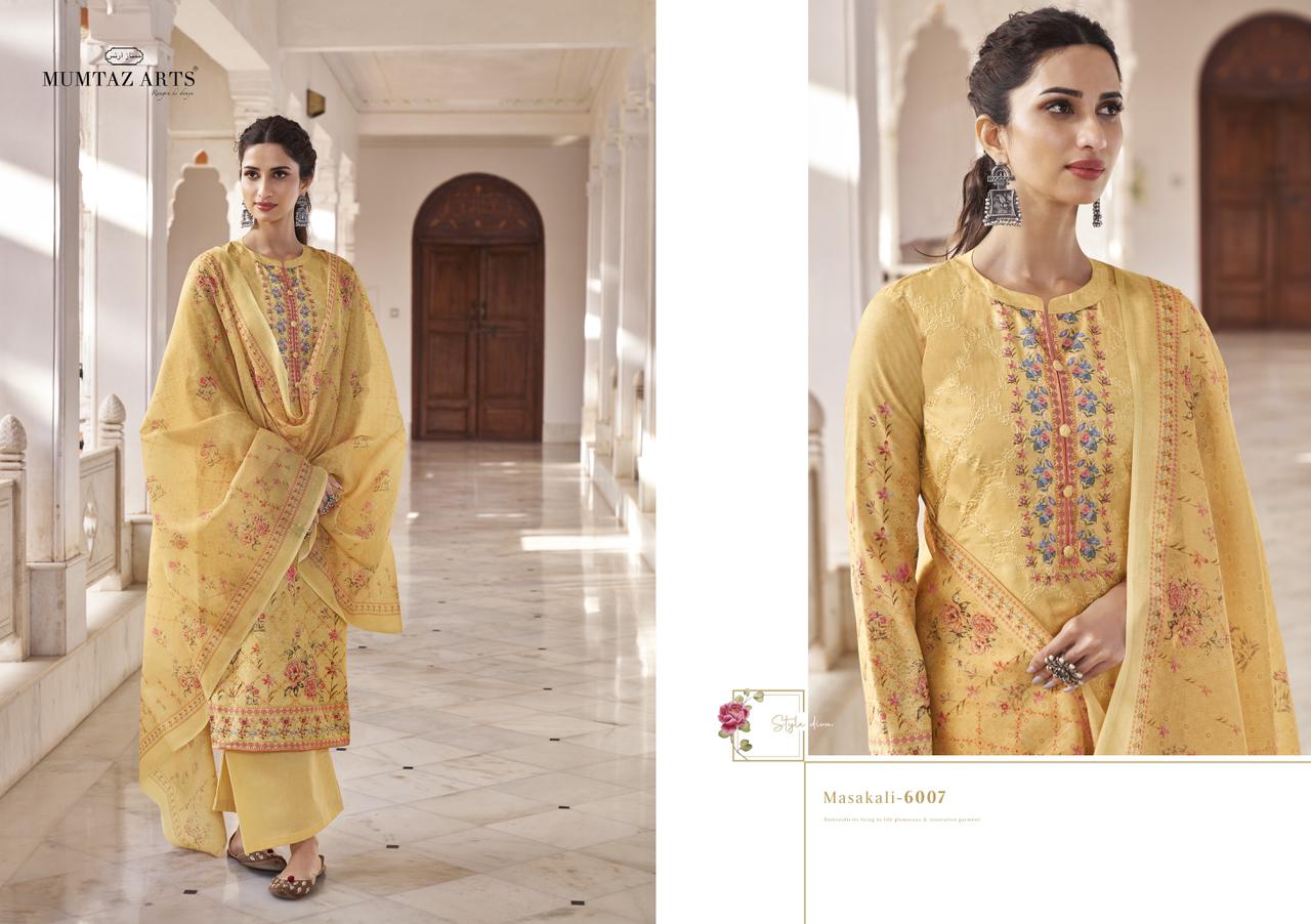 mumtaz arts masakali aari work jam satin exclusive print and colours salwar suit catalog