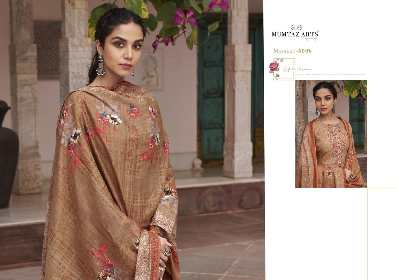 mumtaz arts masakali aari work jam satin exclusive print and colours salwar suit catalog