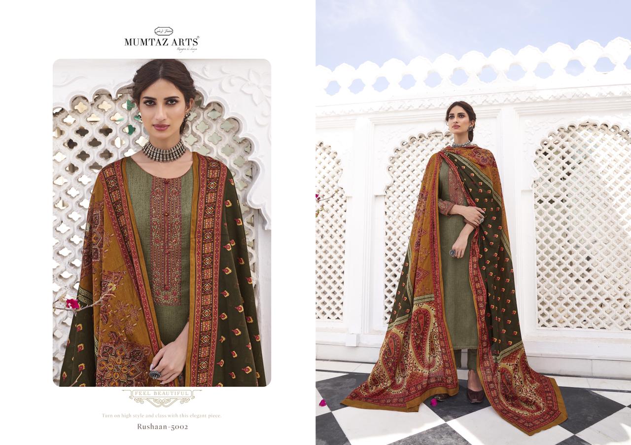 mumtaz arts Rushaan jam satin exclusive print salwar suit catalog