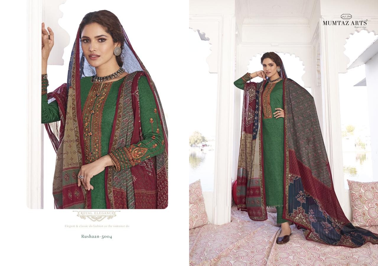 mumtaz arts Rushaan jam satin exclusive print salwar suit catalog