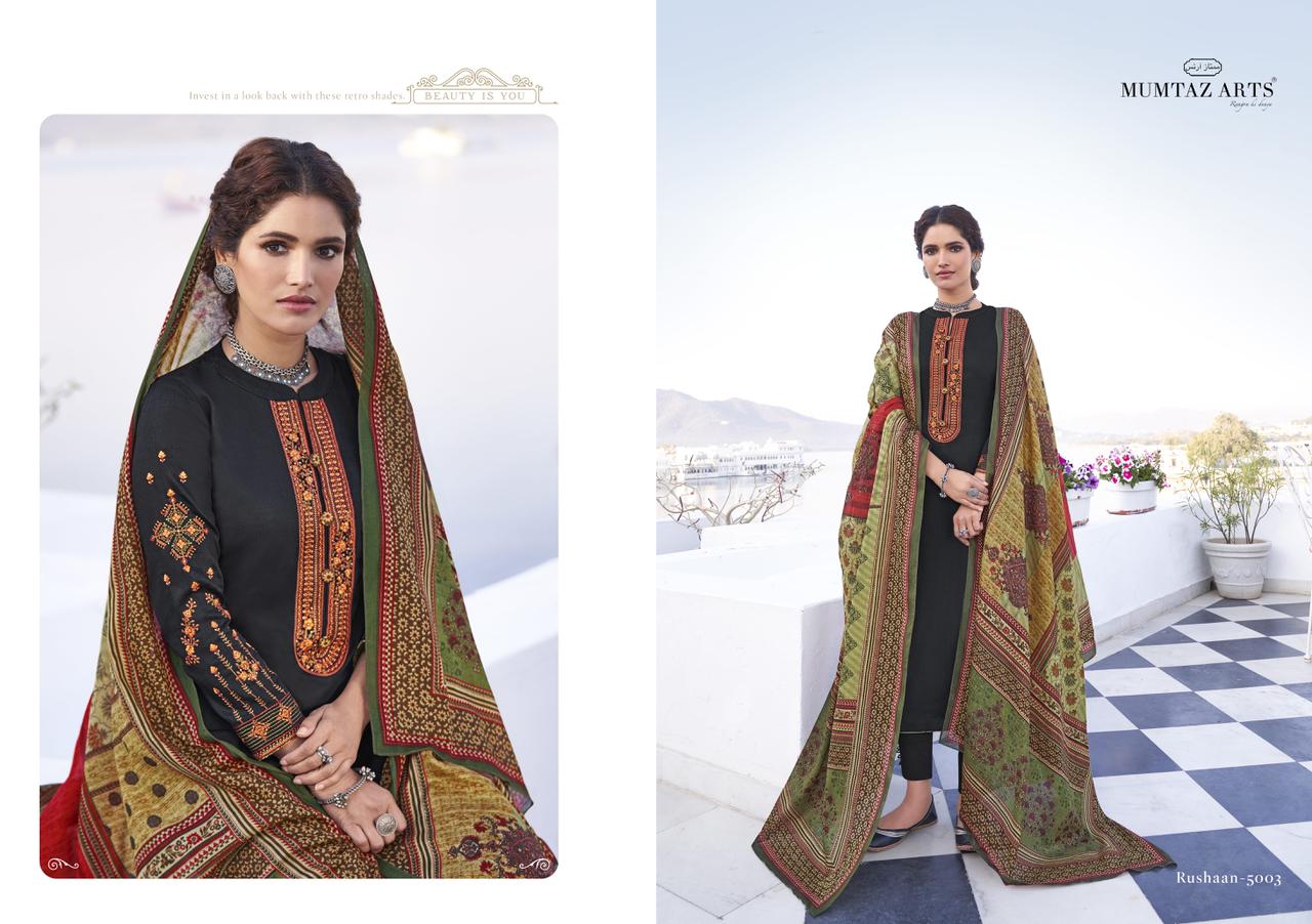 mumtaz arts Rushaan jam satin exclusive print salwar suit catalog