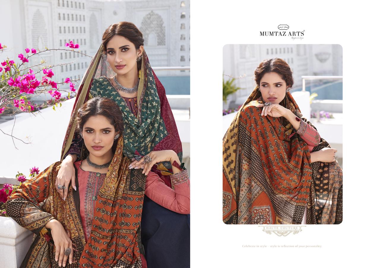 mumtaz arts Rushaan jam satin exclusive print salwar suit catalog