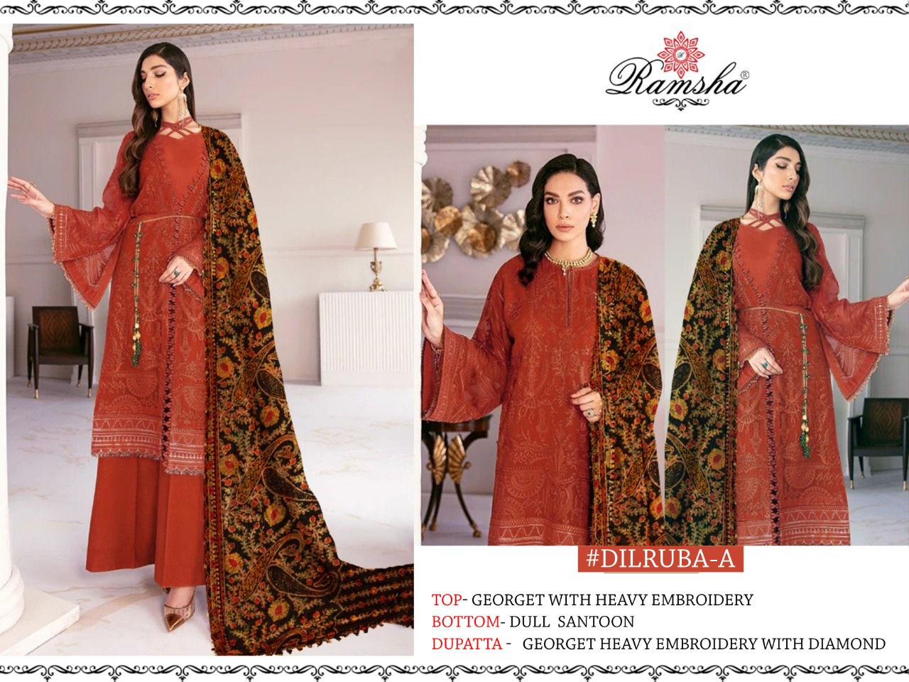 Ramsha RAMSHA DILRUBA A Salwar Kameez Georgget Singles