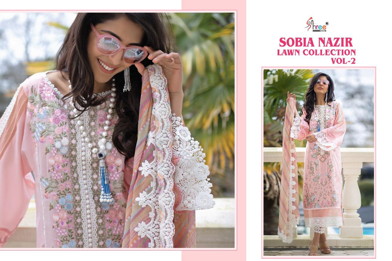 shree fab  sobiya nazir lawn collection vol 02 cotton astonishing look salwar suit catalog