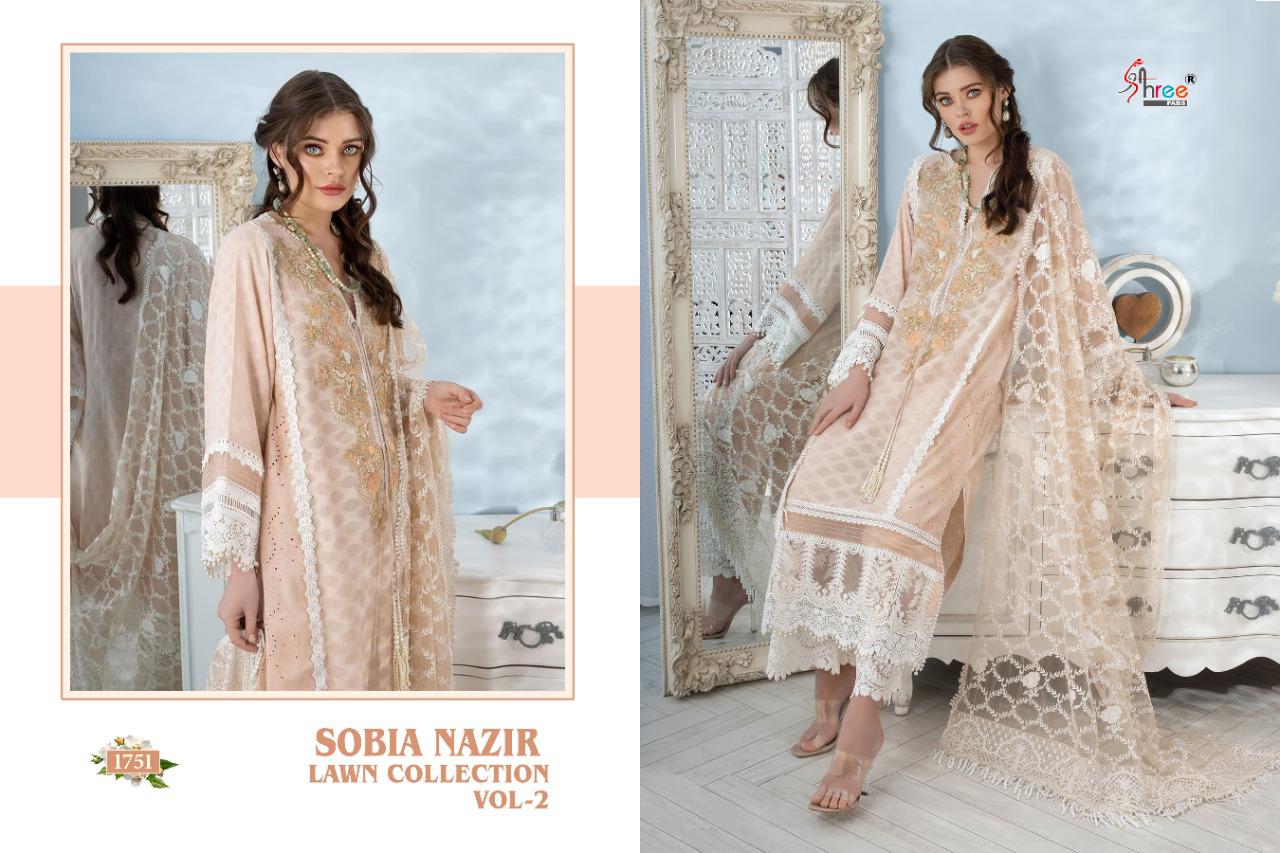 shree fab  sobiya nazir lawn collection vol 02 cotton astonishing look salwar suit catalog