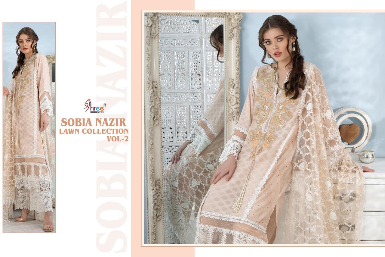 shree fab  sobiya nazir lawn collection vol 02 cotton astonishing look salwar suit catalog