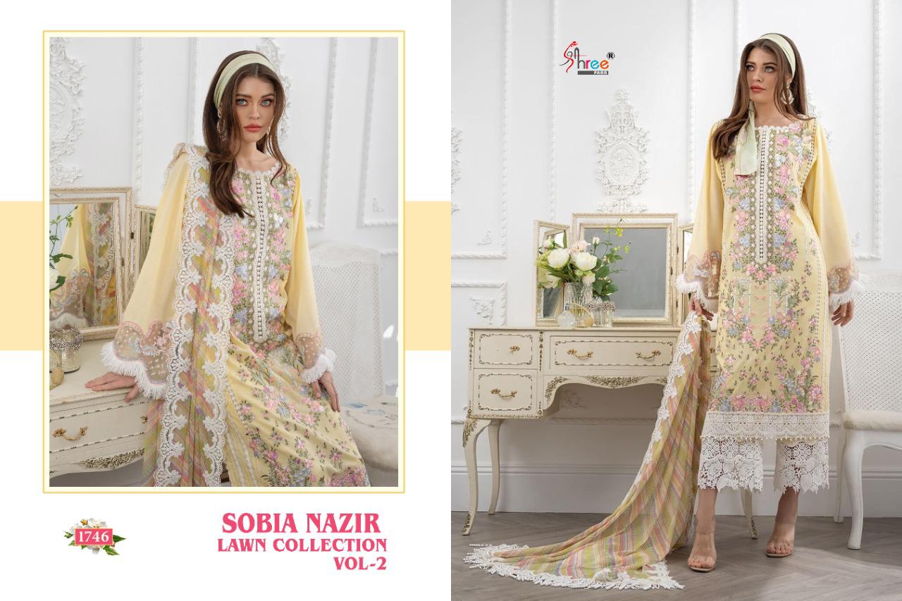 shree fab  sobiya nazir lawn collection vol 02 cotton astonishing look salwar suit catalog