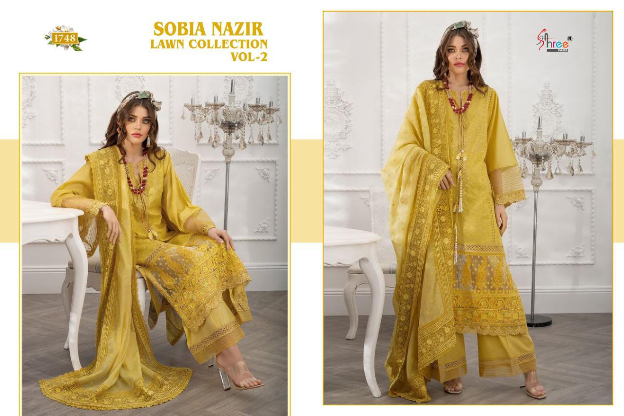 shree fab  sobiya nazir lawn collection vol 02 cotton astonishing look salwar suit catalog