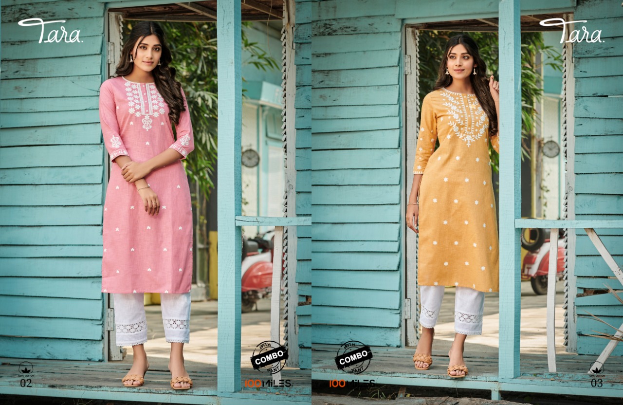 100 miiles tara cotton linen  authentic fabric kurti with pant  catalog