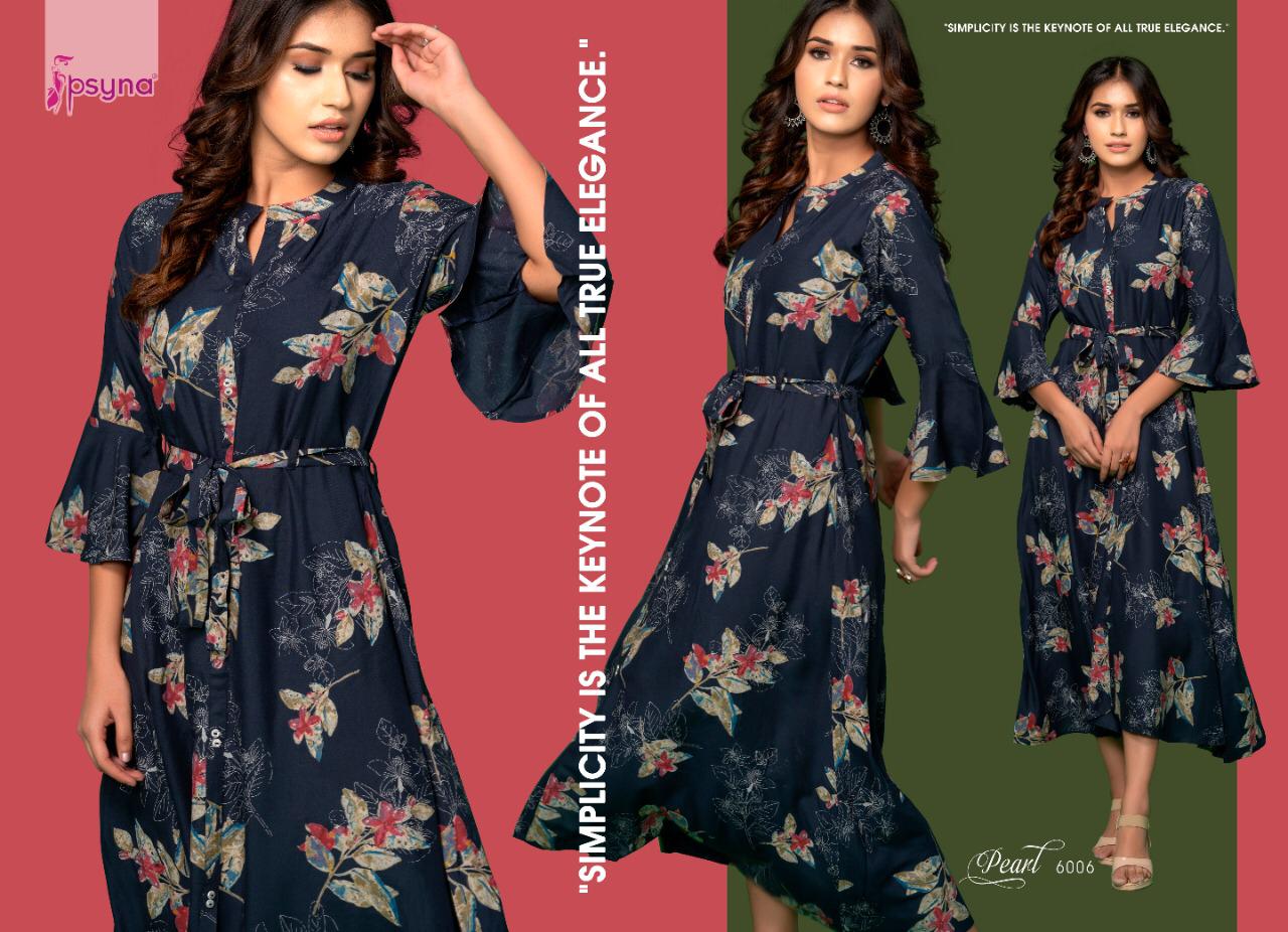 Psyna presents Pearl 6 rayon beautiful print Ankel Length Gowns catalog