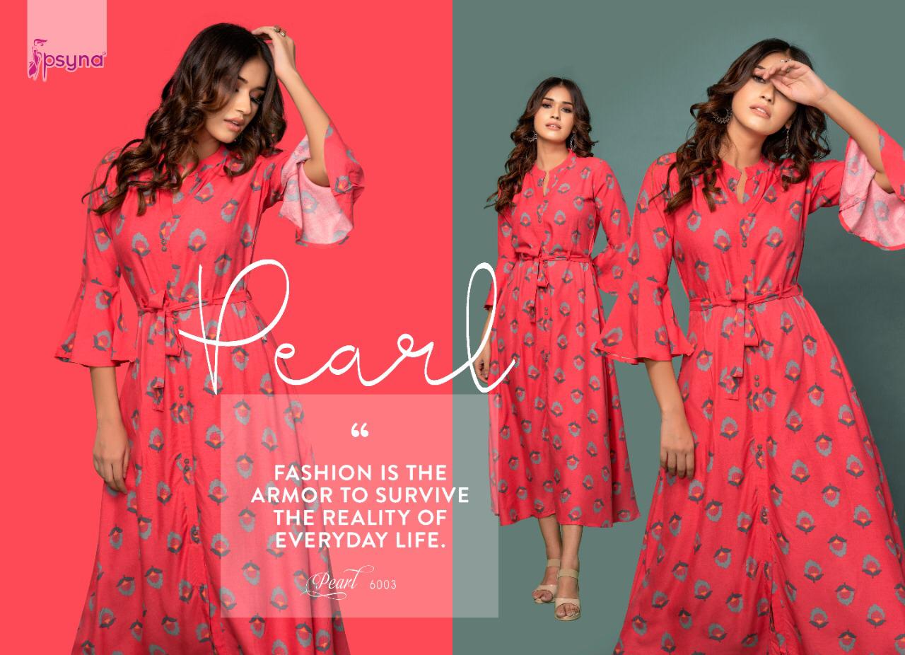 Psyna presents Pearl 6 rayon beautiful print Ankel Length Gowns catalog