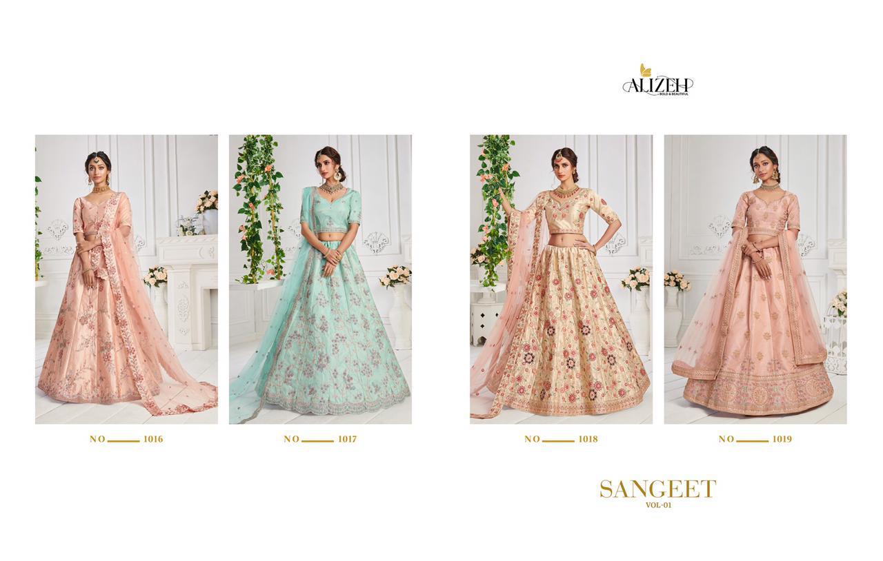 alizeh sangeet vol 1 silk festive look lehenga catalog