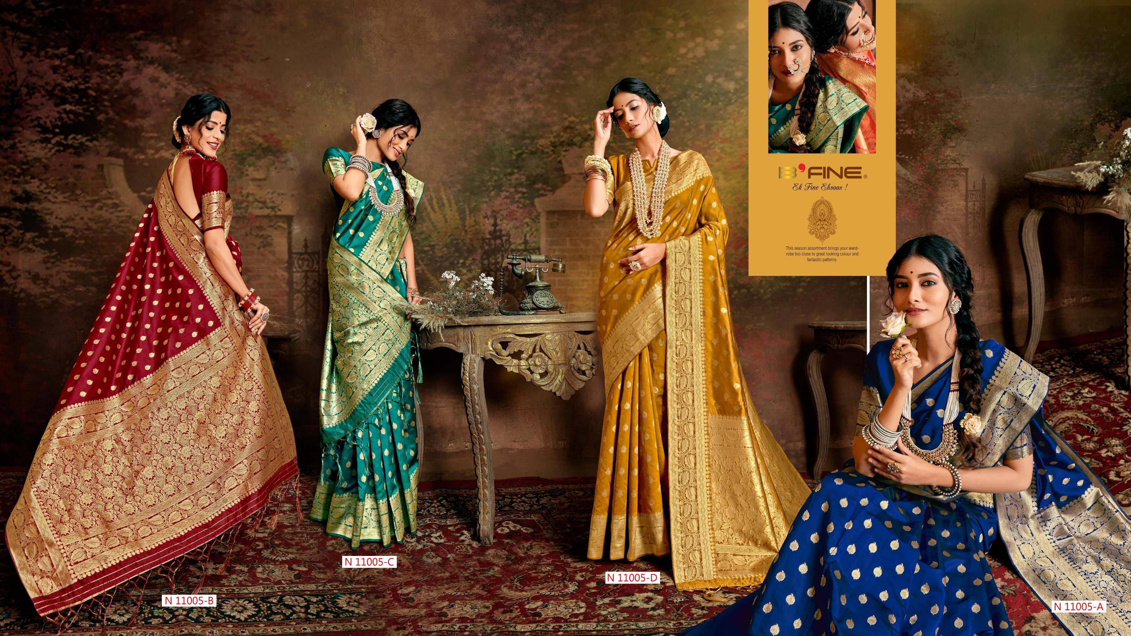 b fine jamdani  silk elegant saree catalog