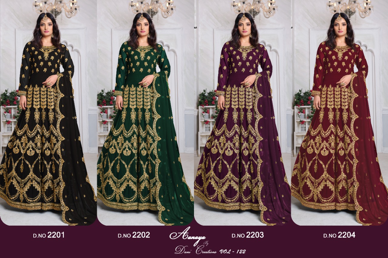 dani Aanaya 2201 2204 Faux Georgette heavy embroidery work salwar suit catalog