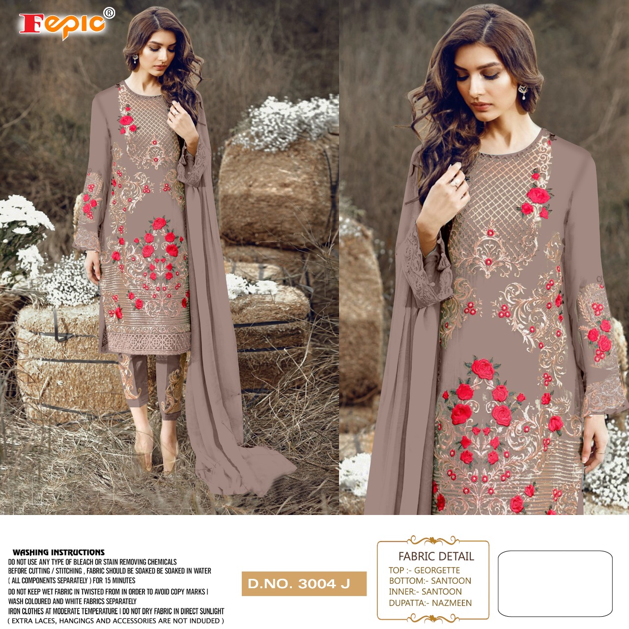 fepic rosemeen  3004 j georgette elegant salwar suit singal