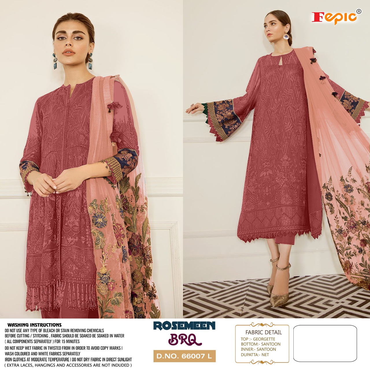 fepic rosemeen d no 66007 l georgette attrective look salwar suit singal