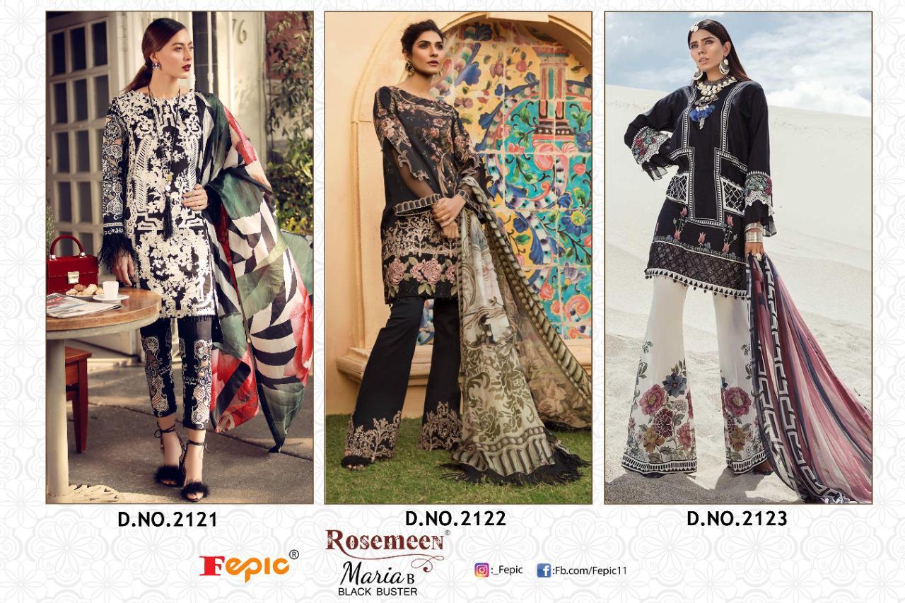 fepic rosemeen maria b black buster cotton regal look salwar suit catalog