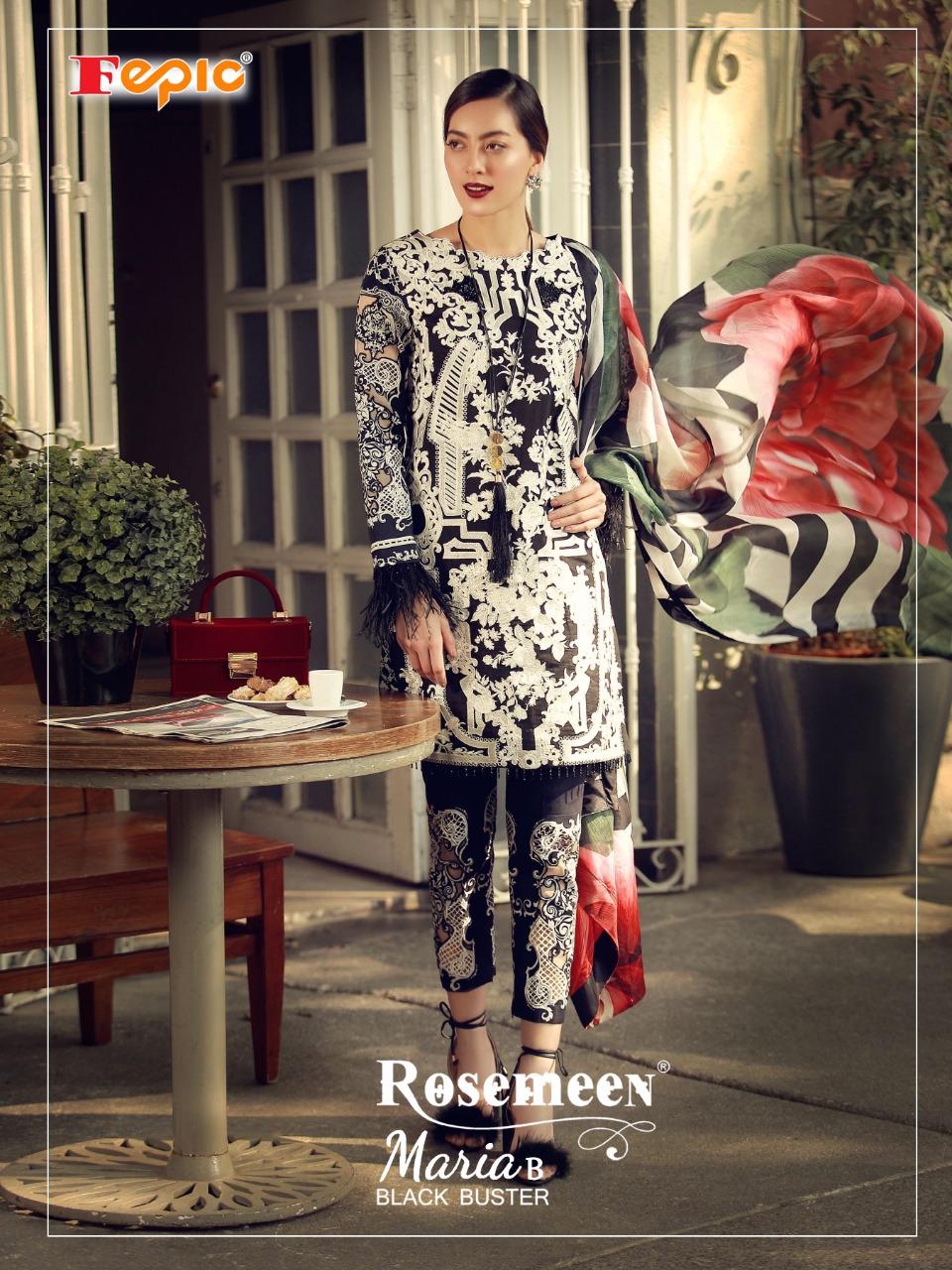 fepic rosemeen maria b black buster cotton regal look salwar suit catalog