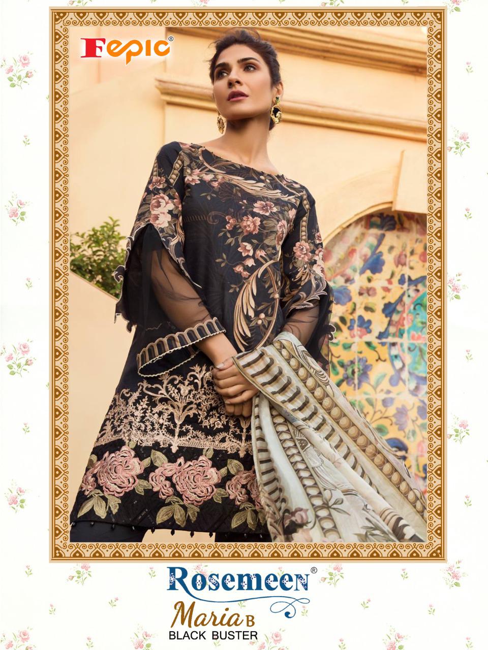 fepic rosemeen maria b black buster cotton regal look salwar suit catalog