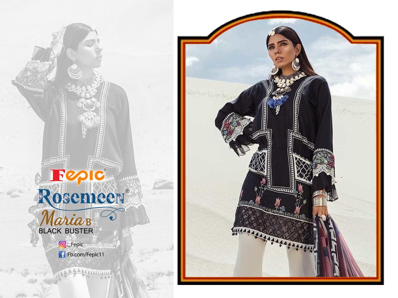 fepic rosemeen maria b black buster cotton regal look salwar suit catalog