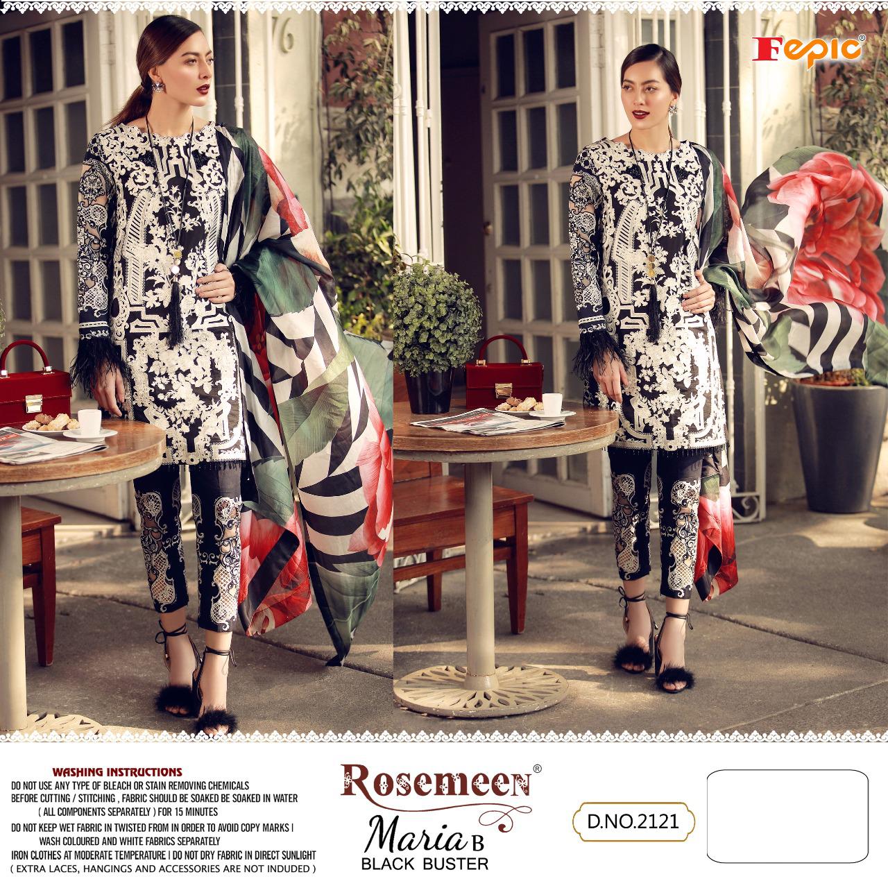 fepic rosemeen maria b black buster cotton regal look salwar suit catalog