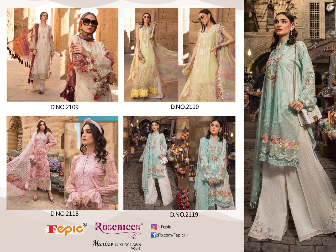 fepic rosemeen maria b luxury lawn vol 3 cotton innovative style salwar suit catalo