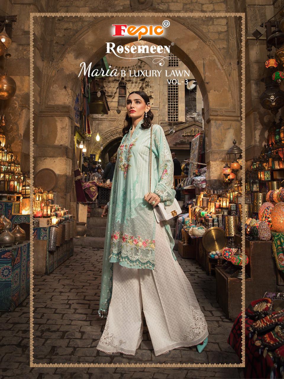 fepic rosemeen maria b luxury lawn vol 3 cotton innovative style salwar suit catalo