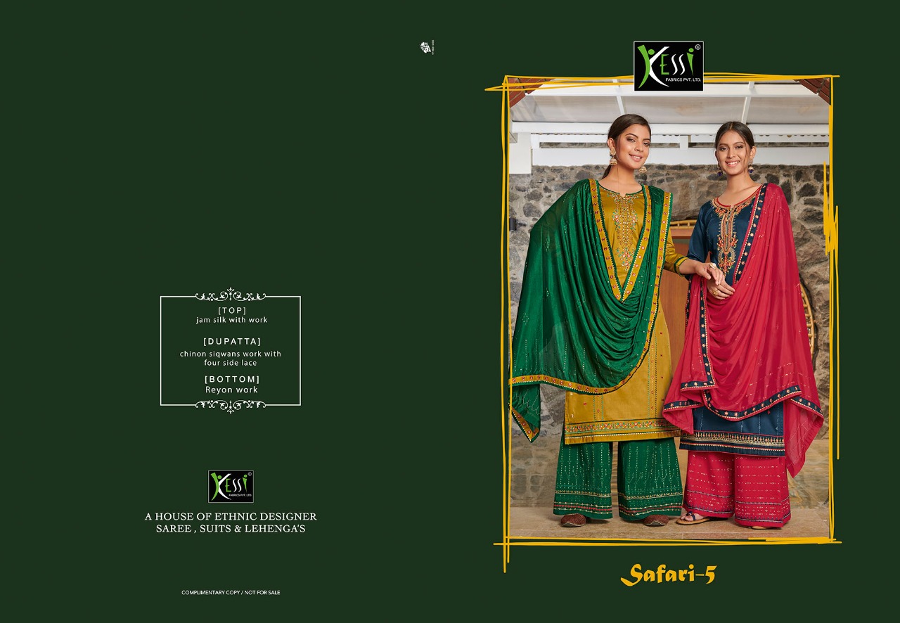 kessi fabrics safari vol 5 jam silk gorgeous look salwar suit catalog