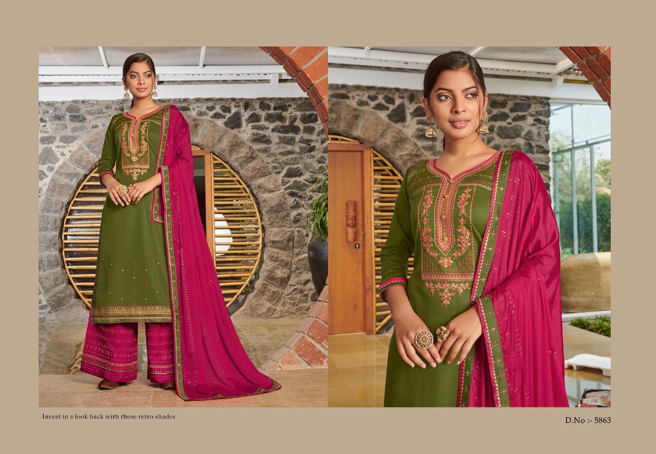 kessi fabrics safari vol 5 jam silk gorgeous look salwar suit catalog