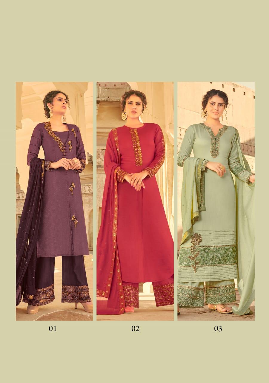 lilly style of india sampann tusar muslin regal look salwar suit catalog