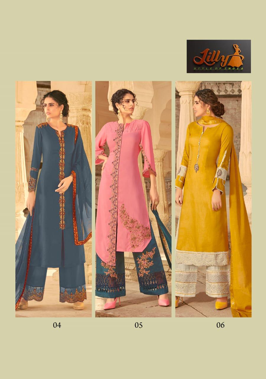 lilly style of india sampann tusar muslin regal look salwar suit catalog