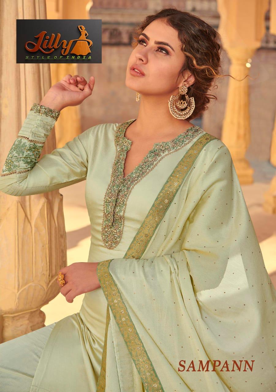 lilly style of india sampann tusar muslin regal look salwar suit catalog