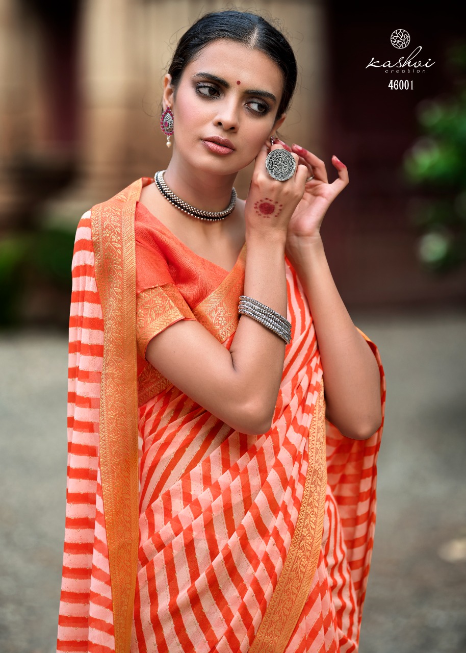 lt kashvi creation sadguna georgget exclusive print saree catalog