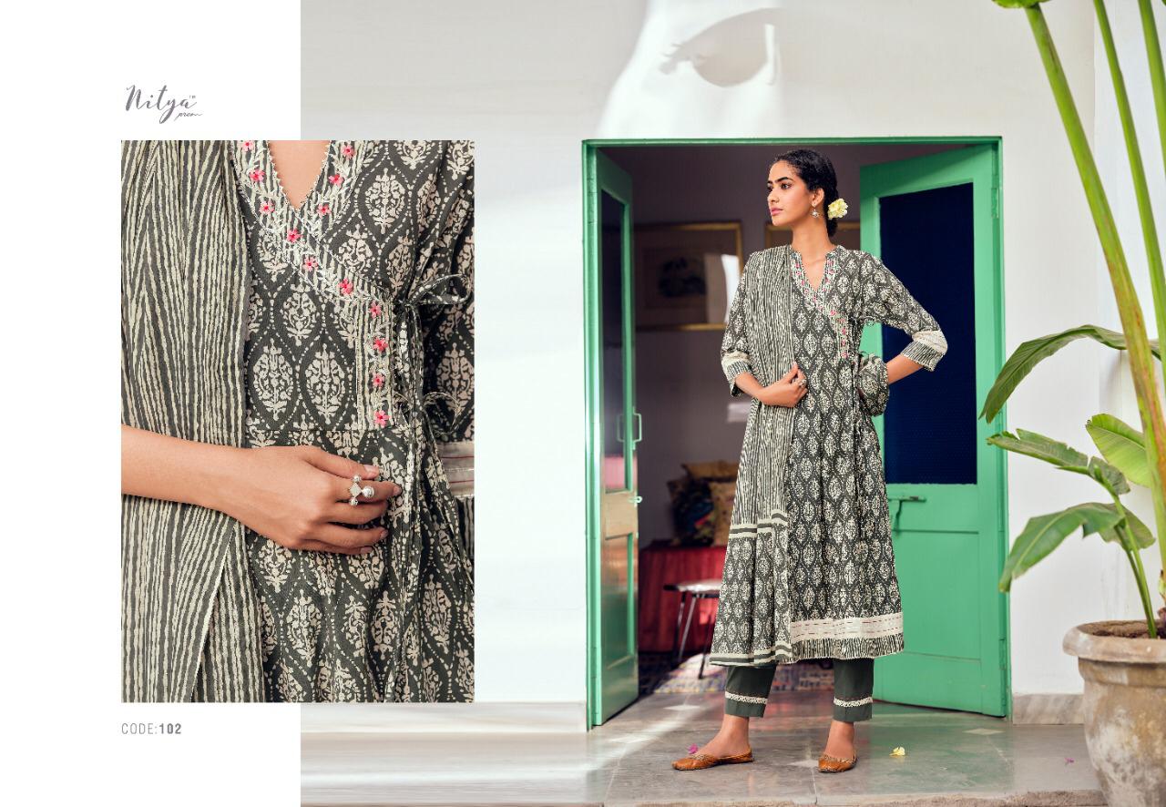 lt nitya kasak nx cotton attrective print top with bottom and dupatta catalog