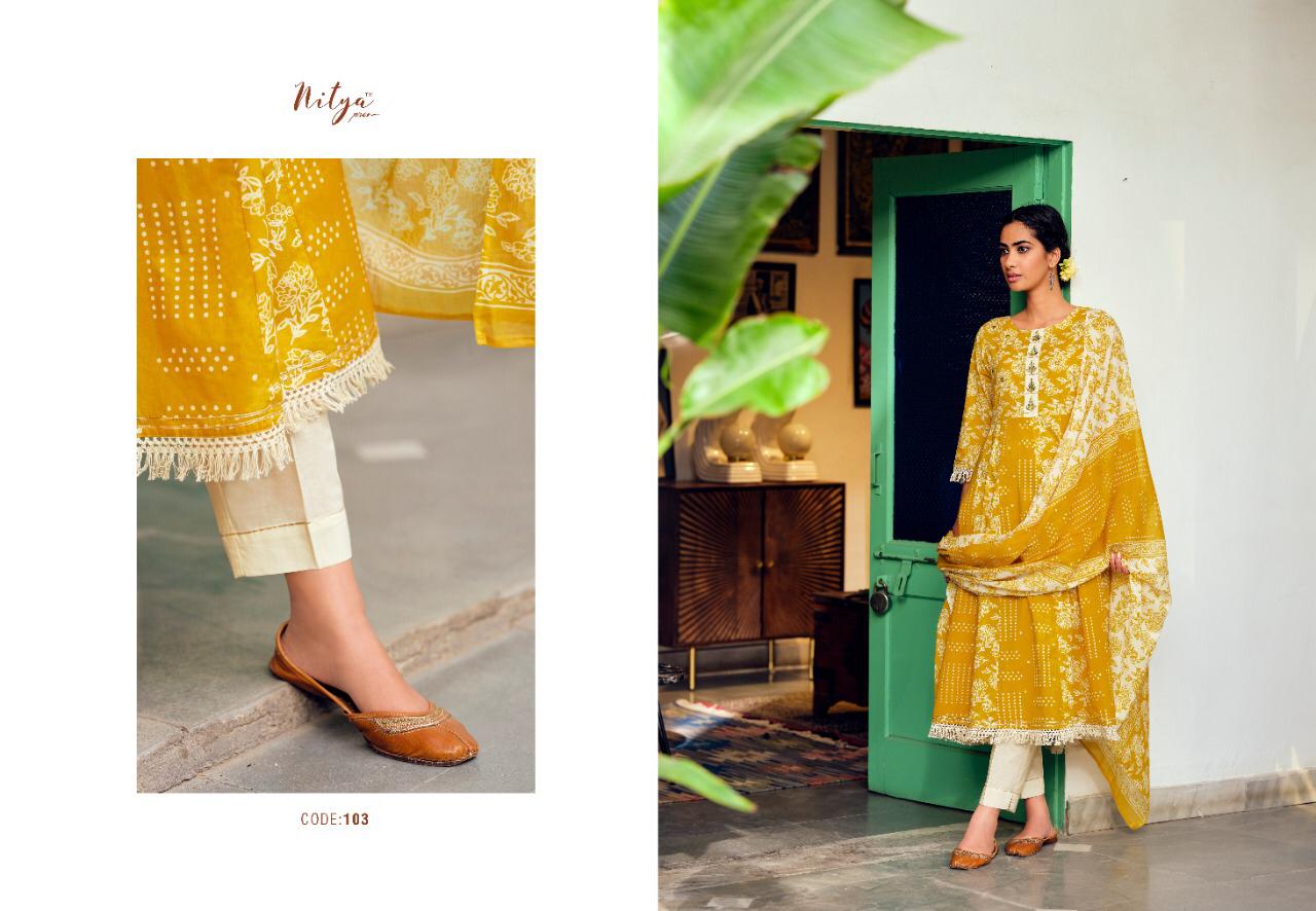 lt nitya kasak nx cotton attrective print top with bottom and dupatta catalog