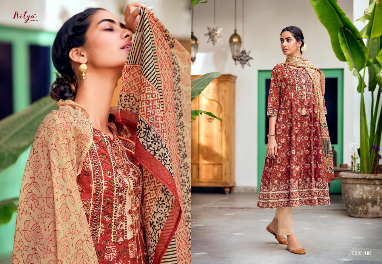 lt nitya kasak nx cotton attrective print top with bottom and dupatta catalog