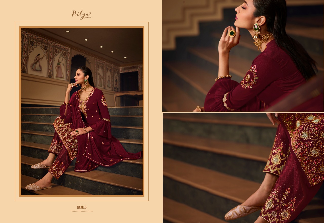 lt nitya vol 168 georgette decent embroidary look salwar suit catalog