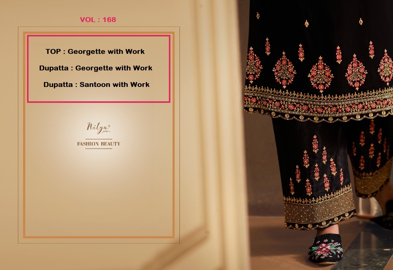 lt nitya vol 168 georgette decent embroidary look salwar suit catalog