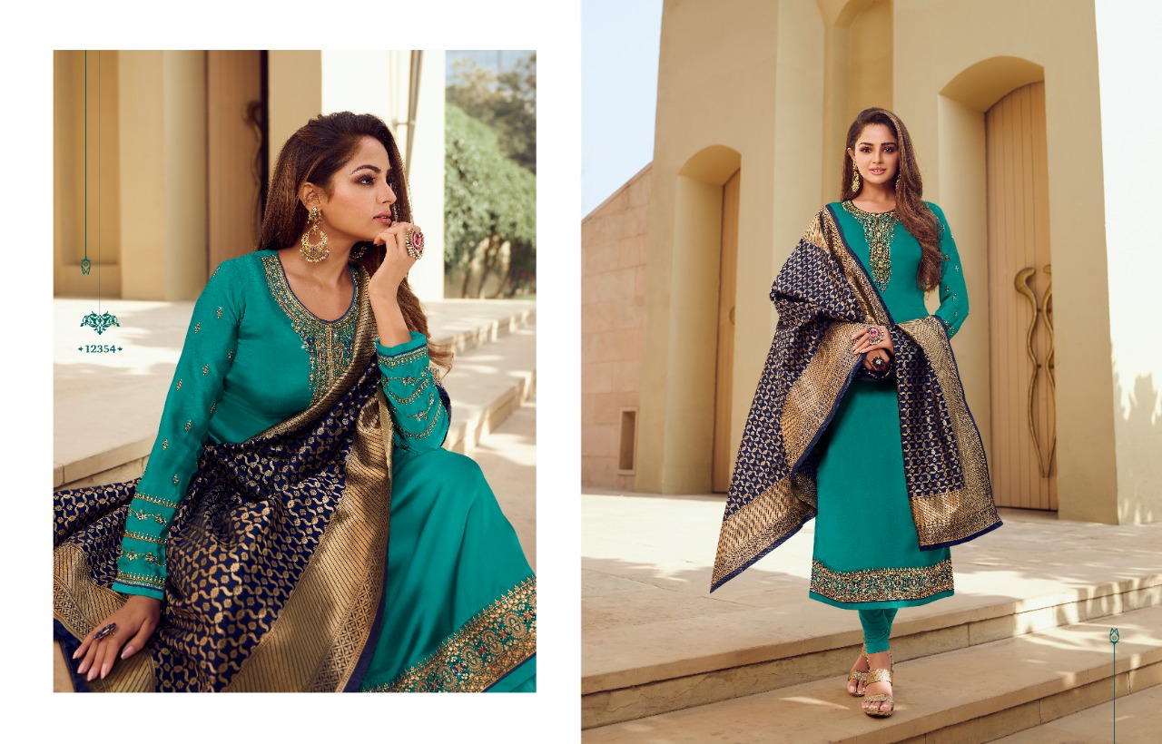 meera trendz zisa banarasi vol 10 jorgget regal look salwar suit catalog