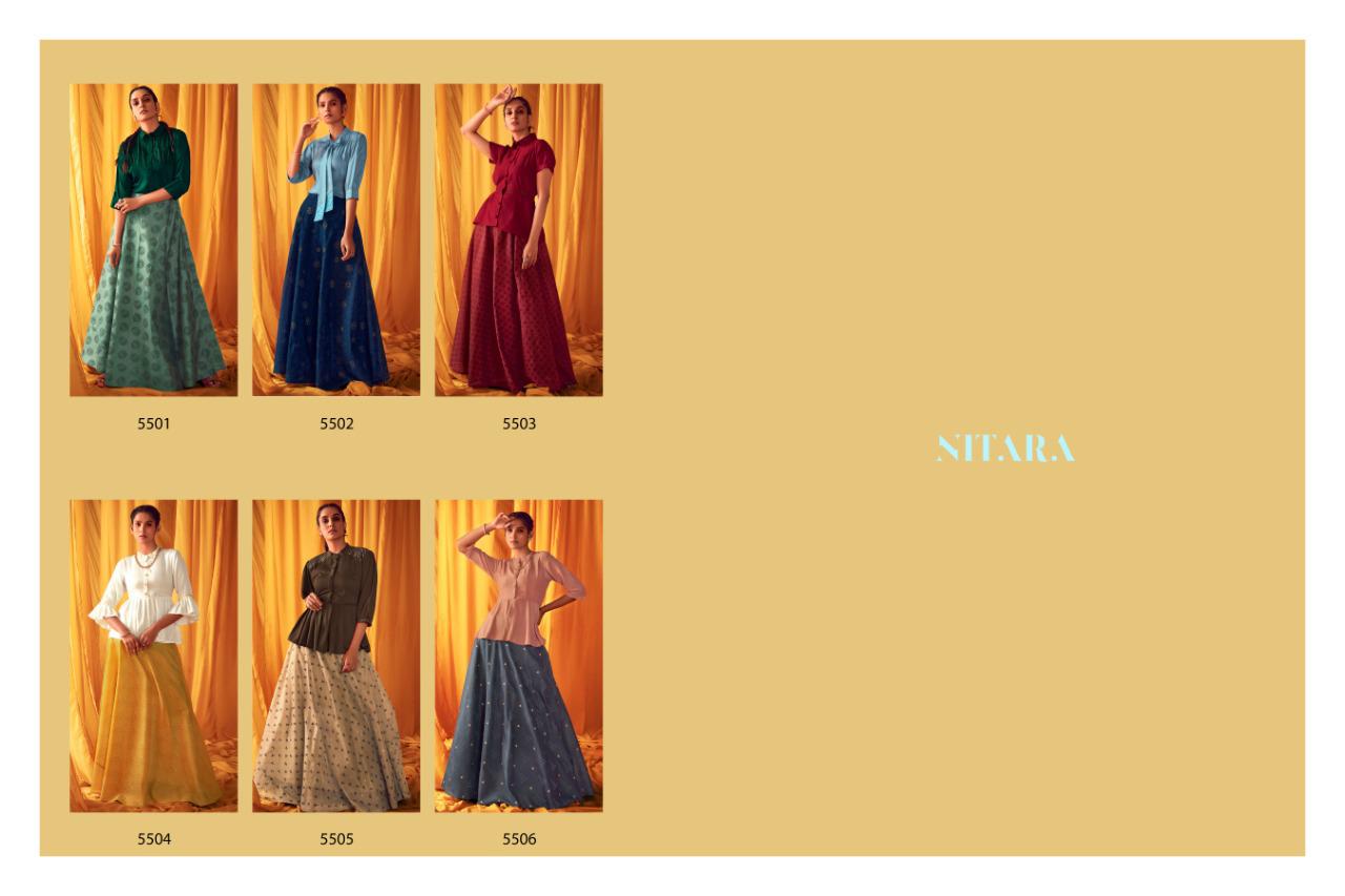 nitara sparkles 05 silk party wear modern look skirt top catalog