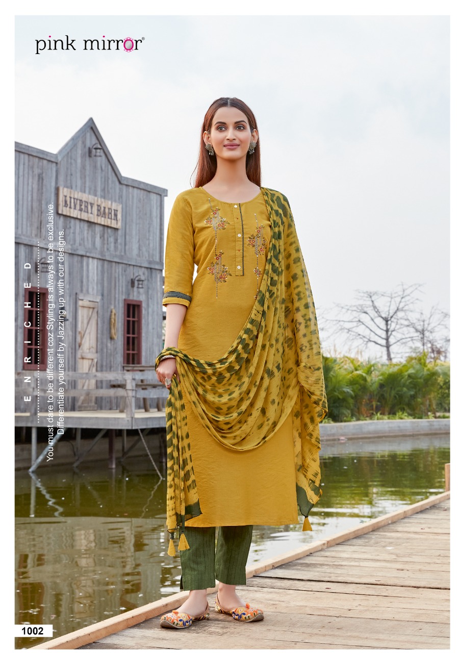 pink mirror story viscose gorgeous look kurti with pant and dupatta catalog