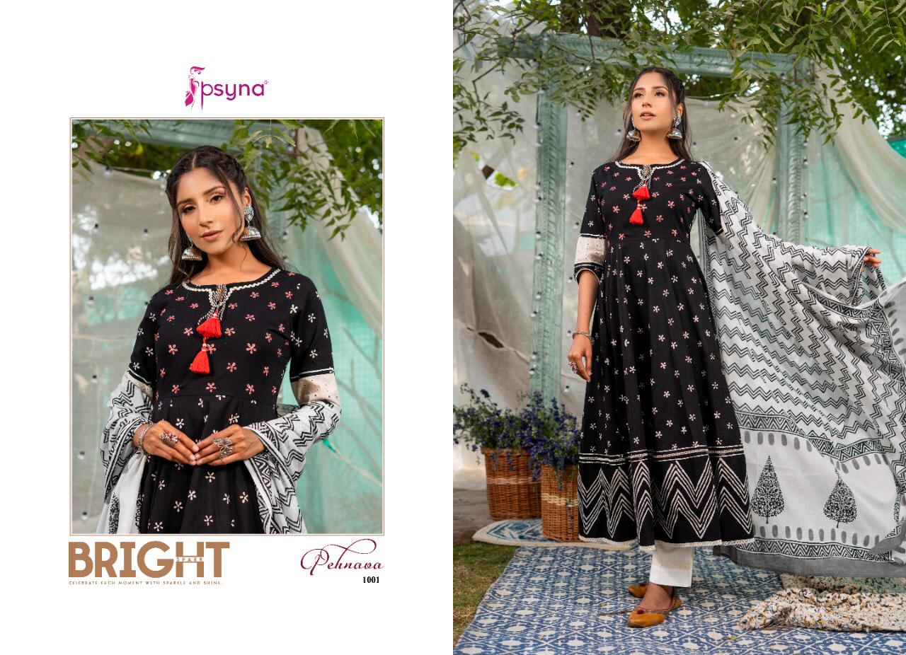 psyna Pehnava cotton cambric Beautiful look anarkali kurta bottom with Dupatta catalog